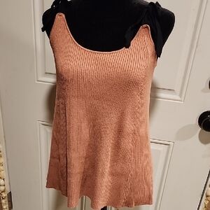 Zara Knit Camisole in Dusty Rose with Black Tie Straps